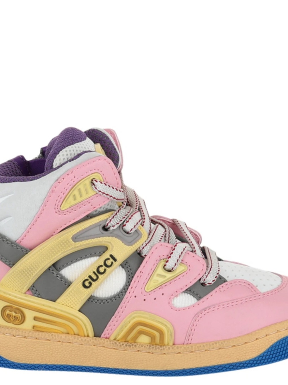 Gucci Kids Pink Purple & Yellow High-Top Sneaker euro 26( us 9.5)